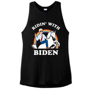 Unicorn Ridin With Biden Funny Joe Biden Ladies PosiCharge Tri-Blend Wicking Tank