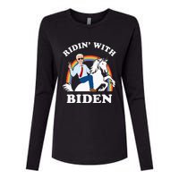 Unicorn Ridin With Biden Funny Joe Biden Womens Cotton Relaxed Long Sleeve T-Shirt