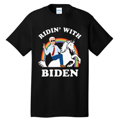 Unicorn Ridin With Biden Funny Joe Biden Tall T-Shirt