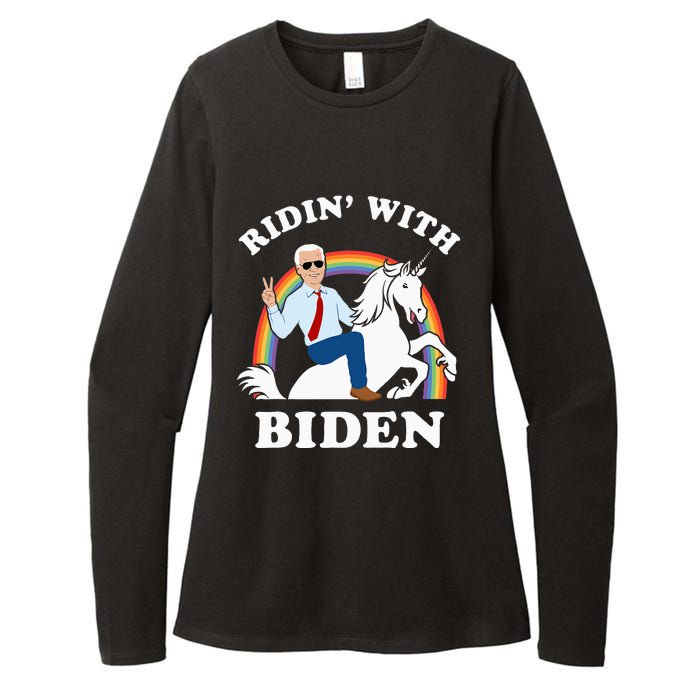 Unicorn Ridin With Biden Funny Joe Biden Womens CVC Long Sleeve Shirt