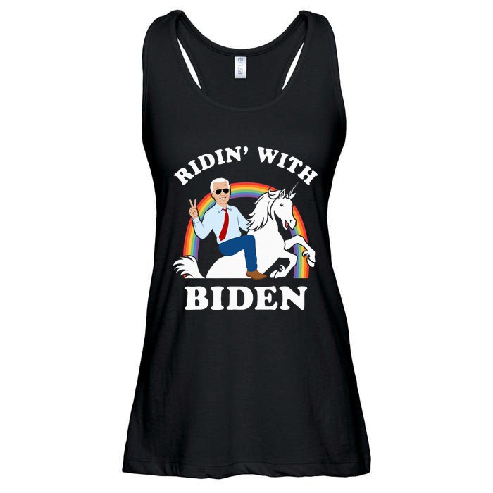 Unicorn Ridin With Biden Funny Joe Biden Ladies Essential Flowy Tank