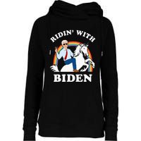 Unicorn Ridin With Biden Funny Joe Biden Womens Funnel Neck Pullover Hood