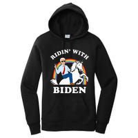 Unicorn Ridin With Biden Funny Joe Biden Women's Pullover Hoodie