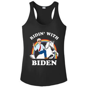 Unicorn Ridin With Biden Funny Joe Biden Ladies PosiCharge Competitor Racerback Tank