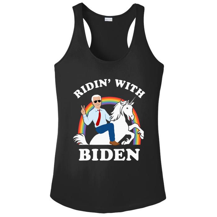 Unicorn Ridin With Biden Funny Joe Biden Ladies PosiCharge Competitor Racerback Tank