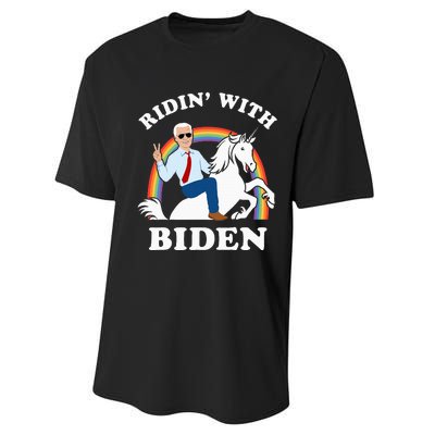 Unicorn Ridin With Biden Funny Joe Biden Performance Sprint T-Shirt