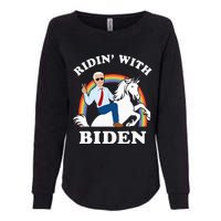 Unicorn Ridin With Biden Funny Joe Biden Womens California Wash Sweatshirt