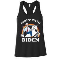 Unicorn Ridin With Biden Funny Joe Biden Women's Racerback Tank