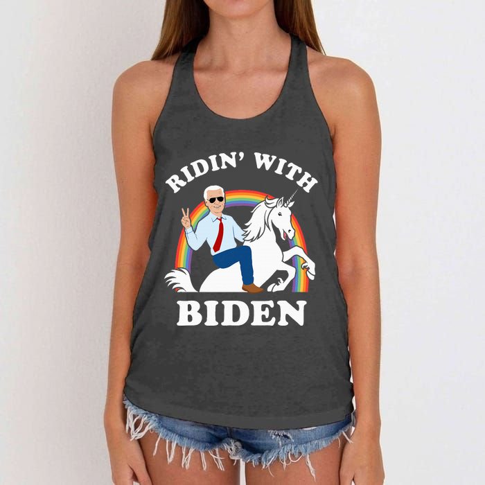 Unicorn Ridin With Biden Funny Joe Biden Women's Knotted Racerback Tank