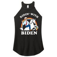 Unicorn Ridin With Biden Funny Joe Biden Women's Perfect Tri Rocker Tank