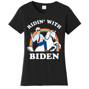 Unicorn Ridin With Biden Funny Joe Biden Women's T-Shirt