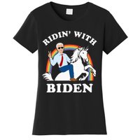 Unicorn Ridin With Biden Funny Joe Biden Women's T-Shirt