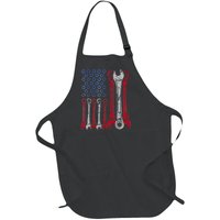 USA Red White Blue American Flag Mechanic Full-Length Apron With Pockets