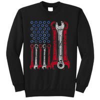 USA Red White Blue American Flag Mechanic Sweatshirt