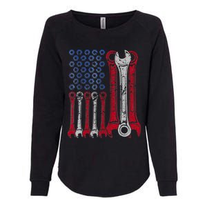 USA Red White Blue American Flag Mechanic Womens California Wash Sweatshirt