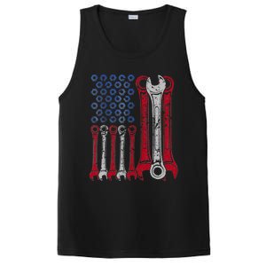 USA Red White Blue American Flag Mechanic PosiCharge Competitor Tank