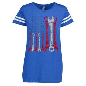 USA Red White Blue American Flag Mechanic Enza Ladies Jersey Football T-Shirt