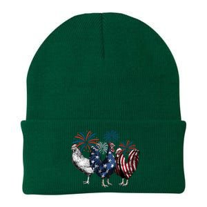 Usa Red White And Blue Retro 4th Of July American Chicken Knit Cap Winter Beanie