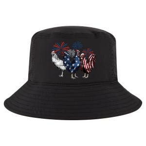 Usa Red White And Blue Retro 4th Of July American Chicken Cool Comfort Performance Bucket Hat