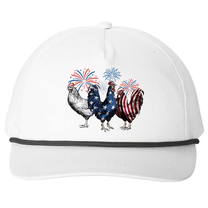 Usa Red White And Blue Retro 4th Of July American Chicken Snapback Five-Panel Rope Hat