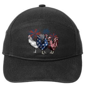 Usa Red White And Blue Retro 4th Of July American Chicken 7-Panel Snapback Hat