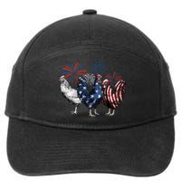 Usa Red White And Blue Retro 4th Of July American Chicken 7-Panel Snapback Hat