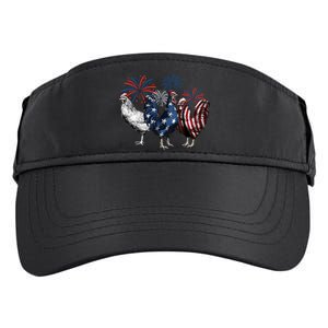 Usa Red White And Blue Retro 4th Of July American Chicken Adult Drive Performance Visor