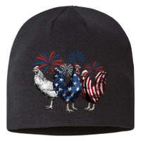 Usa Red White And Blue Retro 4th Of July American Chicken Sustainable Beanie