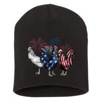 Usa Red White And Blue Retro 4th Of July American Chicken Short Acrylic Beanie