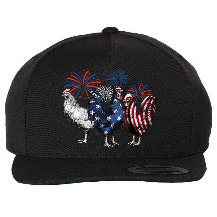 Usa Red White And Blue Retro 4th Of July American Chicken Wool Snapback Cap