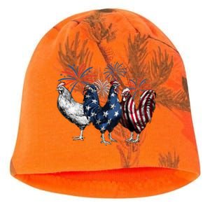 Usa Red White And Blue Retro 4th Of July American Chicken Kati - Camo Knit Beanie