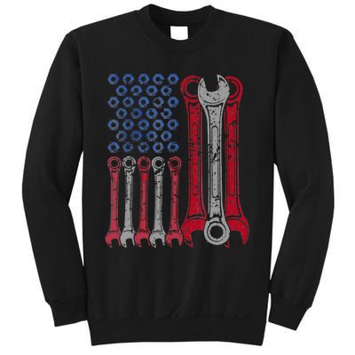 USA Red White Blue American Flag Mechanic Sweatshirt