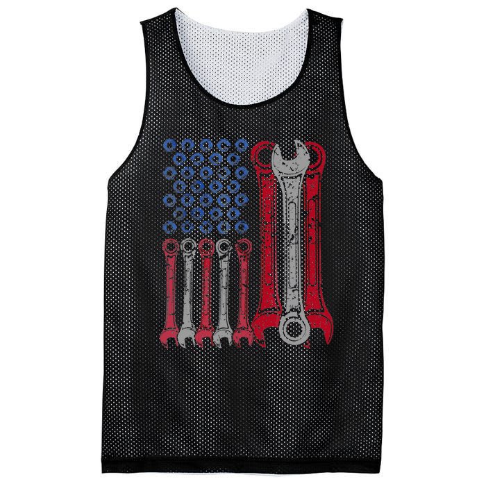 USA Red White Blue American Flag Mechanic Mesh Reversible Basketball Jersey Tank