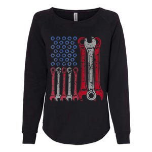 USA Red White Blue American Flag Mechanic Womens California Wash Sweatshirt