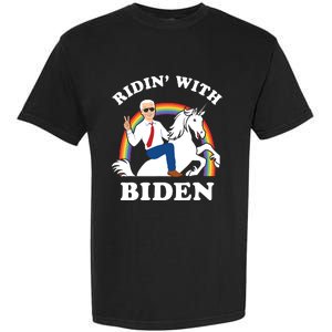 Unicorn Ridin With Biden Funny Joe Biden Garment-Dyed Heavyweight T-Shirt