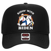 Unicorn Ridin With Biden Funny Joe Biden High Crown Mesh Back Trucker Hat