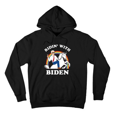 Unicorn Ridin With Biden Funny Joe Biden Hoodie