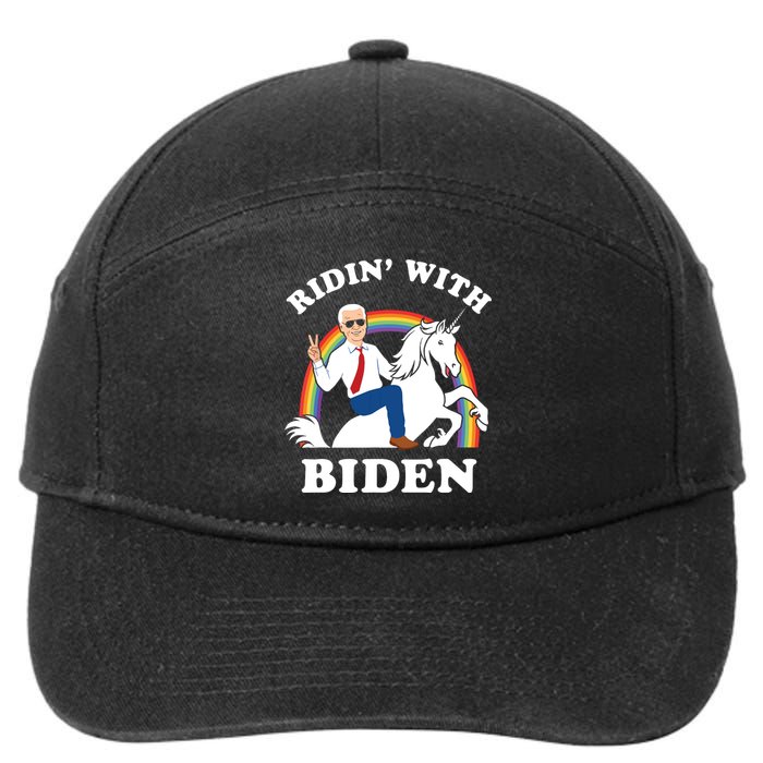 Unicorn Ridin With Biden Funny Joe Biden 7-Panel Snapback Hat