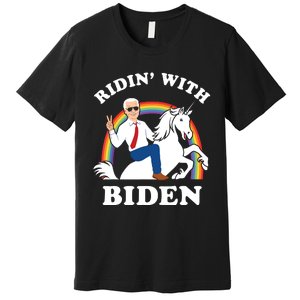 Unicorn Ridin With Biden Funny Joe Biden Premium T-Shirt