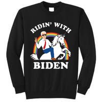 Unicorn Ridin With Biden Funny Joe Biden Tall Sweatshirt