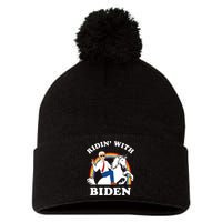 Unicorn Ridin With Biden Funny Joe Biden Pom Pom 12in Knit Beanie