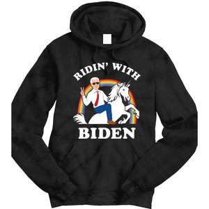 Unicorn Ridin With Biden Funny Joe Biden Tie Dye Hoodie