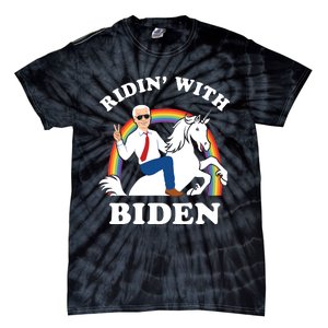 Unicorn Ridin With Biden Funny Joe Biden Tie-Dye T-Shirt