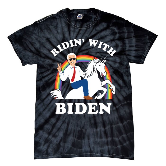 Unicorn Ridin With Biden Funny Joe Biden Tie-Dye T-Shirt