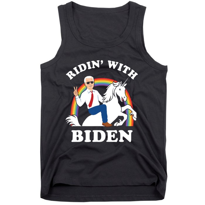 Unicorn Ridin With Biden Funny Joe Biden Tank Top