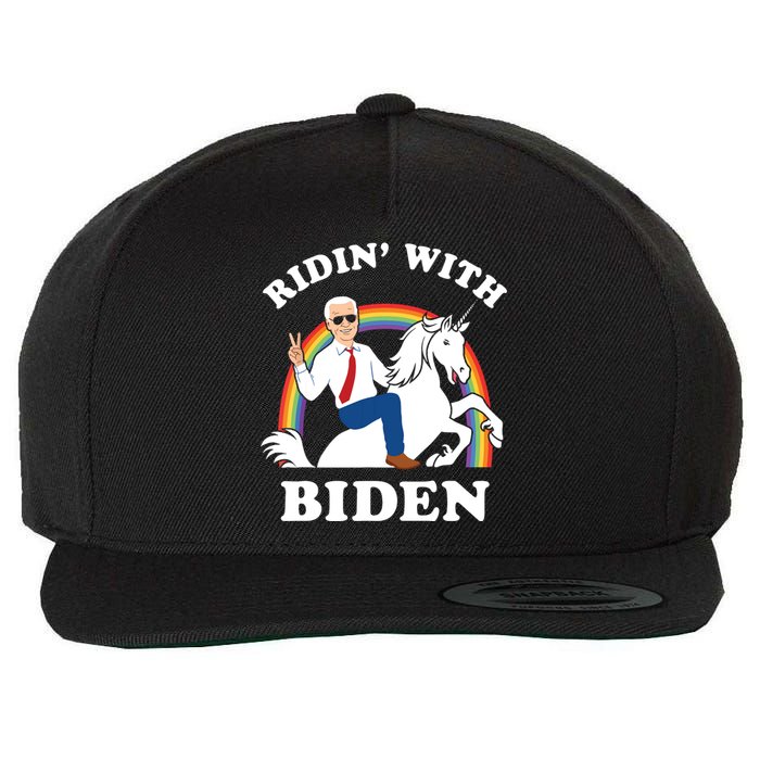 Unicorn Ridin With Biden Funny Joe Biden Wool Snapback Cap