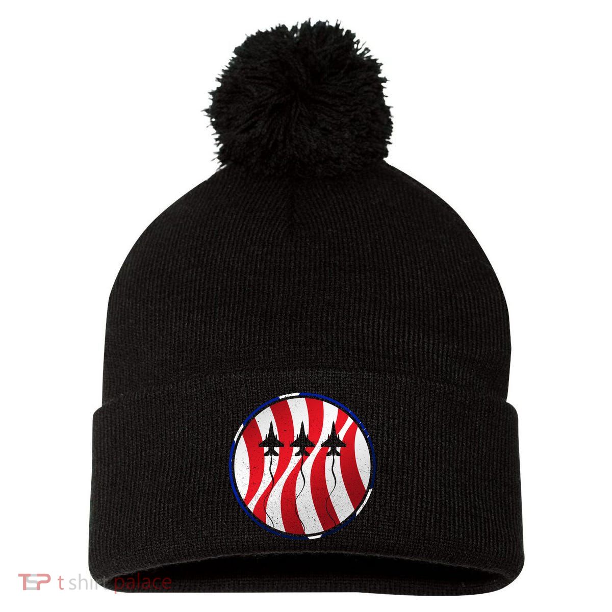 US Air Force Emblem Pom Pom 12in Knit Beanie