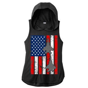 US Air Force Jets Distressed Flag Ladies PosiCharge Tri-Blend Wicking Draft Hoodie Tank