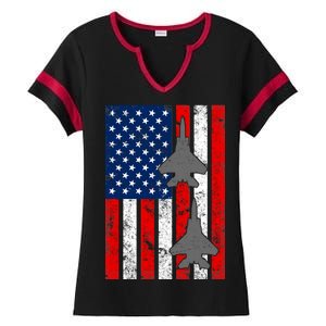 US Air Force Jets Distressed Flag Ladies Halftime Notch Neck Tee