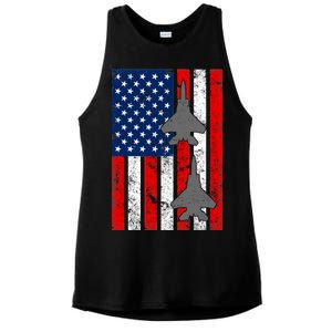 US Air Force Jets Distressed Flag Ladies PosiCharge Tri-Blend Wicking Tank